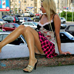 Third pic of Pantyhosed chick with sell-shaped body fitting extremely seducing dresses