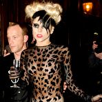 Fourth pic of Drunk Lady Gaga shows tits through transparent leopard jumpsuit