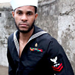 First pic of big black dick Sailor CJ Wright masturbating around the port