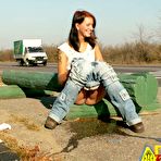 Third pic of Dirty Public Nudity. Lisa pissing at the bus stop