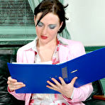 First pic of Sexy secretary aching to finger babe’s pussy clad in barely visible tights
