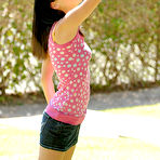 First pic of First Time Videos Girls |  Tera showing her pierced clit and shaved pussy outdoors