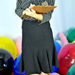 First pic of Big Boob Fetish Secretary Kymberly Jane Popping Huge Burstabale Balloons