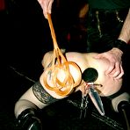 Second pic of Undisciplined Subs - Bald Slut In Stockings Tortured By Master