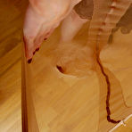 First pic of Cock-stiffening teasing scenes with lustful brunette in barely visible hose