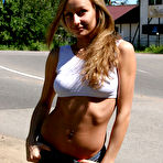 Second pic of Public flashing - Jet set starlet shows boobs and pussy on the street