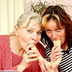 First pic of Aged female friends hole licking and fake dong shag