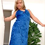 First pic of Amateur blonde in evening dress and black stockings