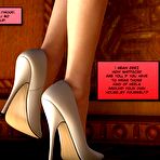First pic of Movie star temptation 3D erotic comics and anime hentai fetish cartoons about young redhead babe with long legs in nylon pantyhose, panty lingerie and on high heels caught home alone by crazy lesbian brunette fan with dildo