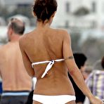 Second pic of Elisabetta Canalis hard nipples and cameltoe in bikini on the beach