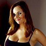 First pic of Boob Study - Redhead Jenna strips on the couch and licks her tasty big tits