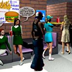 First pic of Interracial orgy of schoolgirls in toilet 3D xxx pregnant comics or facial cumshot anime about small tits teen cheerleader in blowjob hardcore with black 12inch cock: voyeur cartoons & fetish toon fantasy