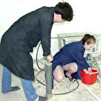 First pic of Savage chap got horny at once when saw this half naked beauty who flirted with him! He hotly bangs naughty gal in all possible poses cumming on her body again and again!