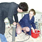 Fourth pic of Savage chap got horny at once when saw this half naked beauty who flirted with him! He hotly bangs naughty gal in all possible poses cumming on her body again and again!