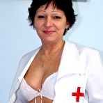 First pic of Eva mature pussy gyno chair dildo masturbation