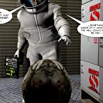 Second pic of The Spermaliens: 3D anime BDSM comics and bizarre cartoon story about young blonde busty babe in latex uniform and huge cocks attack of aliens