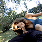 Fourth pic of Public Disgrace - Thick big cock given head outdoor by slut sitting down on her knees and humiliated