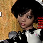 Second pic of French maid & virgin boy: 3D hentai comics and anime legs fetish story about the 1-th oral cumshot of petite teen babe Fufu in sexy uniform