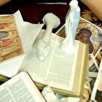 Fourth pic of Big Boob Hot Ass Nun Sophie Dee in Blasphemy in the priest office