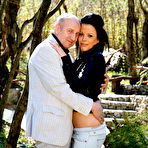 First pic of Naughty babe fucking and sucking a dirty old man outside