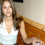 First pic of 8th Street Latinas Bueatiful tanned latina teen shows her ass while sucking cock
