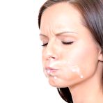 Third pic of Brunette gf receives facial after blowjob while in lingerie