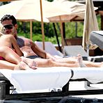 Fourth pic of Busty Shauna Sand sexy in pink bikini on the beach in Miami