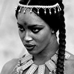 Second pic of Naomi Campbell posing sexy and topless black-&-white scans