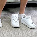 Third pic of Turning back around to deal the camera he took a seat on the chaise longue and I handed him a bottle of lube that he could use to jolt out with straight guy mutua