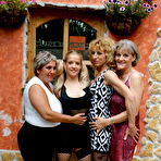 Fourth pic of Three mature lesbians share one hot babe