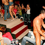 Fourth pic of :: PARTY HARDCORE :: Horny drunken women enjoy strippers dick in the club