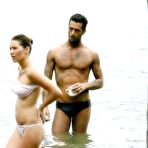 First pic of Italian actress Carla Velli exposed her big nude boobs on the beach