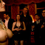 Fourth pic of SexPreviews - Beretta James slave girl at bdsm party with cocks in every wet hole