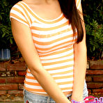 First pic of Kissable Kaydin - Smoking hot brunette Kissable Kaydin takes off her pink bra and shows her perky tits.