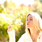 First pic of Hotty Stop / Alison Angel strips naked and blows some bubbles while showing off her tight pussy and round ass