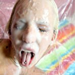 Fourth pic of Fucked up Facials - Hottie Eden Adams sucking big cocks until get a big cumshot!