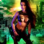 First pic of Hot Exotic Babe Posing With A Huge Gun
