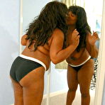 Fourth pic of Big boobed ebony chubby mom squeezes her boobs