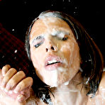 Fourth pic of Fucked up Facials - Brunette babe with short hair having interracial sex until she gets a extreme facial for Fucked up Facials