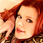 Fourth pic of Sex Previews - Redhead amateur girl Benji strips lingerie while playing with snake