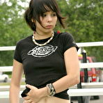 First pic of Ariel Rebel - Hot brunette Ariel Rebel posing outdoors and shows her beautiful and sexy stomach