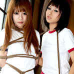 Fourth pic of Dimdim Asian and nasty babe have boobs and hands tied in ropes