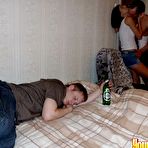 First pic of Two nice teens share a dick in bed