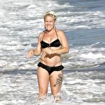 Second pic of Pink caught ib black bikini on the beach