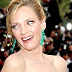 Fourth pic of Uma Thurman in white night dress at Midnight In Paris premiere in Cannes 2011