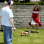 First pic of Smokie Flame - Smokie Flame takes her slutty cheeleader outfit outdoors and gets rammed hard.