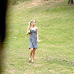 First pic of Yummy blonde teen with shaved pussy pees outdoors