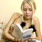 First pic of Lovely Anne - Lusty blonde gal Lovely Anne takes off her sexy dress and reads a book alone.