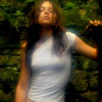 Fourth pic of Anna S - Anna S strips her white see through lingerie outdoors and shows her hairy bush.