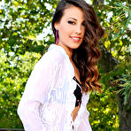 First pic of Sex Previews - Slim long haired babe Lorena posing her wet pussy outdoors